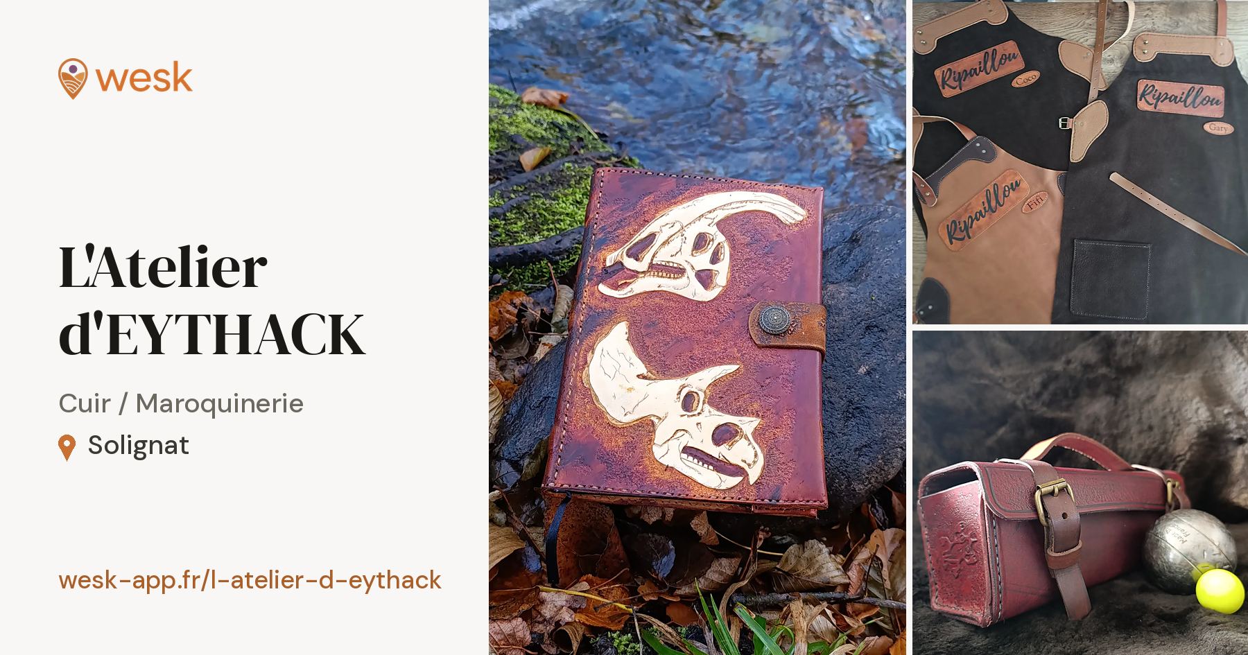La vitrine de L'Atelier d'EYTHACK, Cuir / Maroquinerie à Solignat