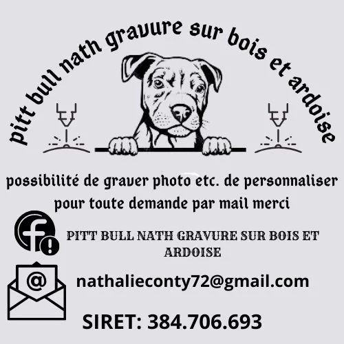 Pitt Bull nath gravure sur bois et ardoise