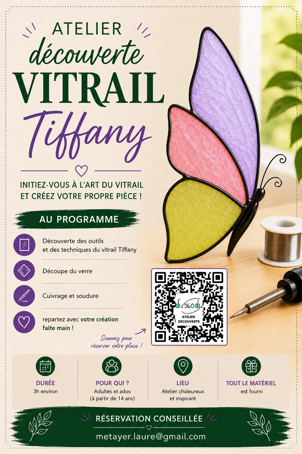 Atelier découverte vitrail Tiffany
