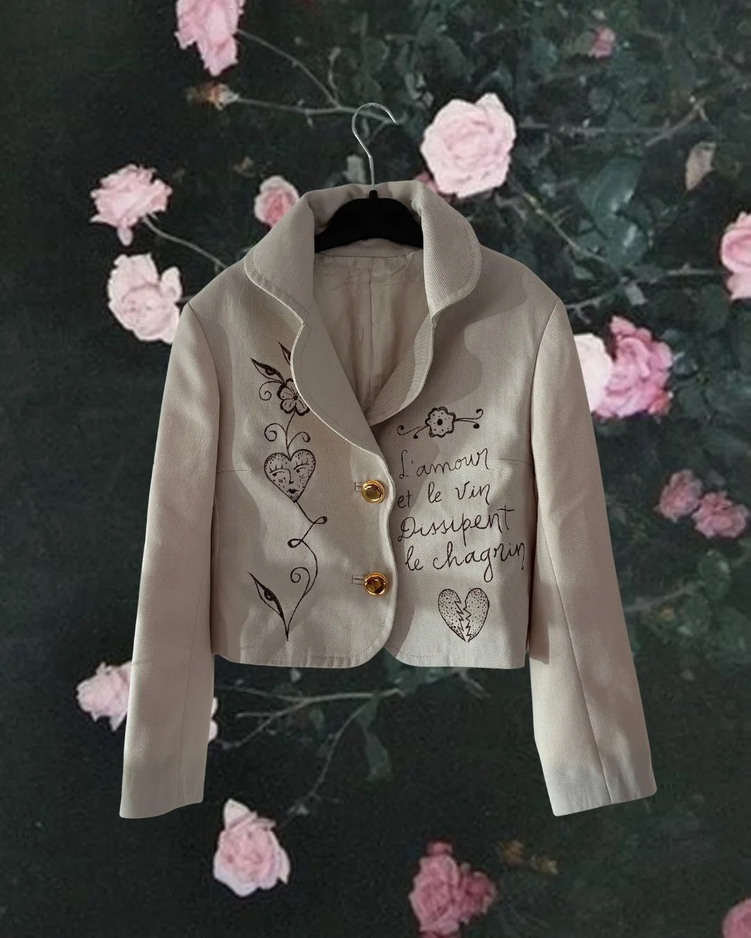 Handpainted Vintage Crop Blazer