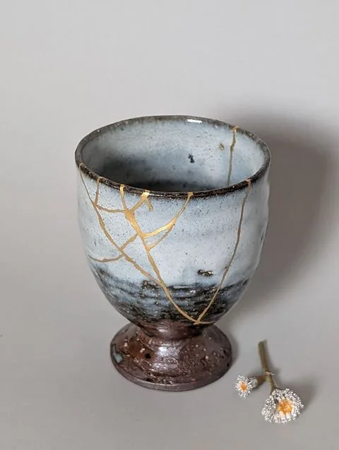 Tasse Yunomi Hagi-Yaki - Kintsugi Traditionnel Japonais - Or 23 Carats